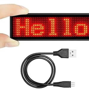 LED Name Badge USB for Business - 44 x 11 Pixels Digital DIY Programmable Scrolling Message Board for Shopping Malls, Party, Hotel